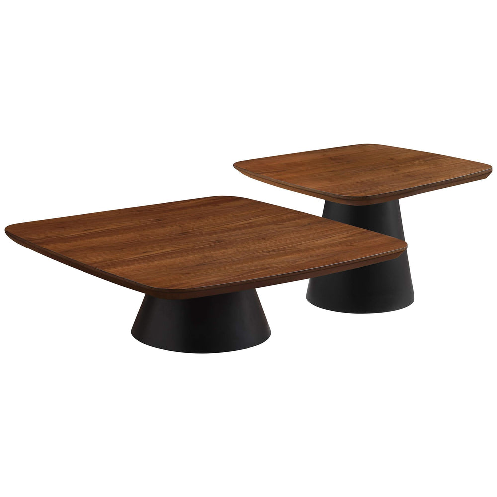 Juego de mesa de centro de 2 piezas Eason en nogal y negro