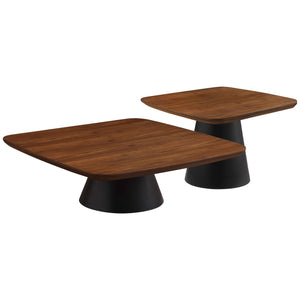 Juego de mesa de centro de 2 piezas Eason en nogal y negro