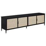 Consola multimedia Amherst de metal para TV de 78 pulgadas y 4 puertas, color negro