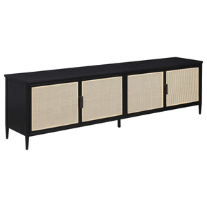 Consola multimedia Amherst de metal para TV de 78 pulgadas y 4 puertas, color negro