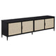 Consola multimedia Amherst de metal para TV de 78 pulgadas y 4 puertas, color negro