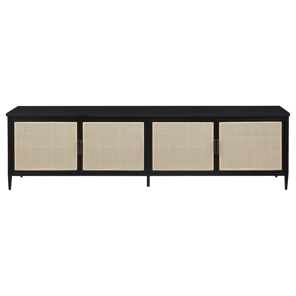 Consola multimedia Amherst de metal para TV de 78 pulgadas y 4 puertas, color negro
