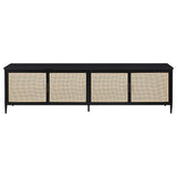 Consola multimedia Amherst de metal para TV de 78 pulgadas y 4 puertas, color negro