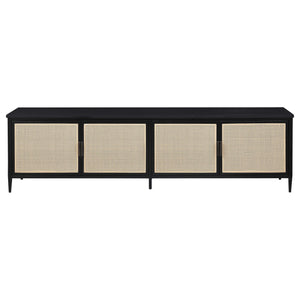 Consola multimedia Amherst de metal para TV de 78 pulgadas y 4 puertas, color negro