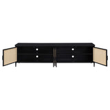 Consola multimedia Amherst de metal para TV de 78 pulgadas y 4 puertas, color negro