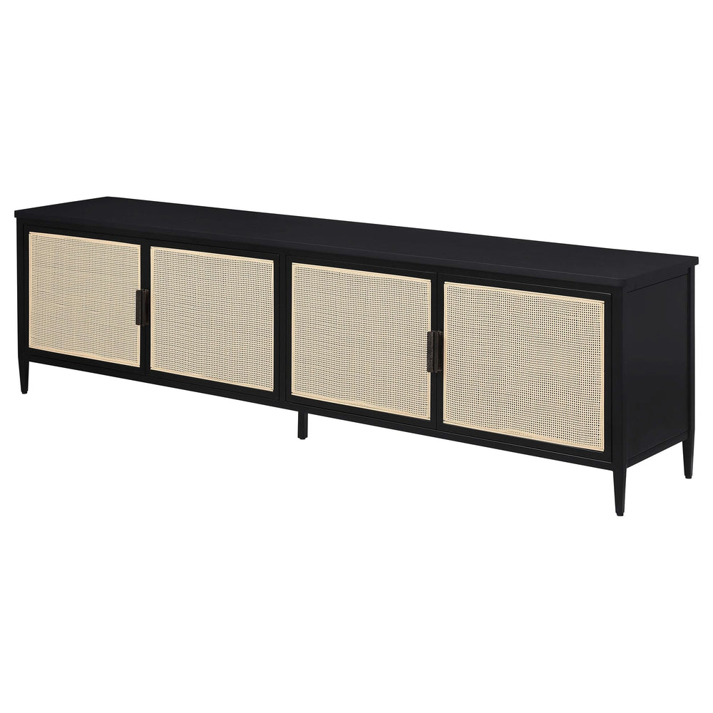 Consola multimedia Amherst de metal para TV de 78 pulgadas y 4 puertas, color negro