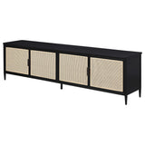 Consola multimedia Amherst de metal para TV de 78 pulgadas y 4 puertas, color negro