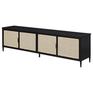 Consola multimedia Amherst de metal para TV de 78 pulgadas y 4 puertas, color negro