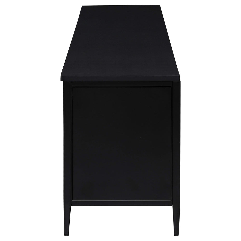 Consola multimedia Amherst de metal para TV de 78 pulgadas y 4 puertas, color negro