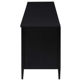 Consola multimedia Amherst de metal para TV de 78 pulgadas y 4 puertas, color negro