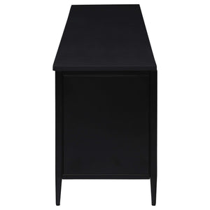 Consola multimedia Amherst de metal para TV de 78 pulgadas y 4 puertas, color negro
