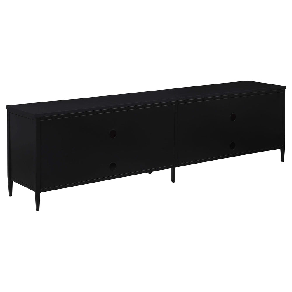 Consola multimedia Amherst de metal para TV de 78 pulgadas y 4 puertas, color negro
