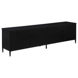 Consola multimedia Amherst de metal para TV de 78 pulgadas y 4 puertas, color negro