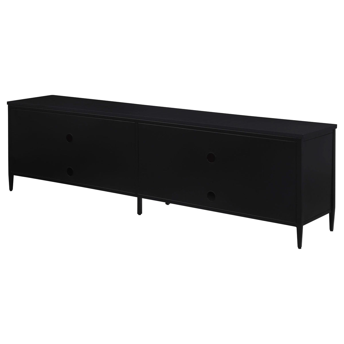 Consola multimedia Amherst de metal para TV de 78 pulgadas y 4 puertas, color negro