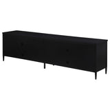 Consola multimedia Amherst de metal para TV de 78 pulgadas y 4 puertas, color negro