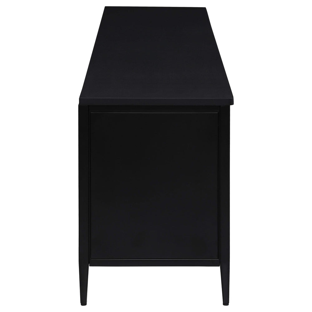 Consola multimedia Amherst de metal para TV de 78 pulgadas y 4 puertas, color negro