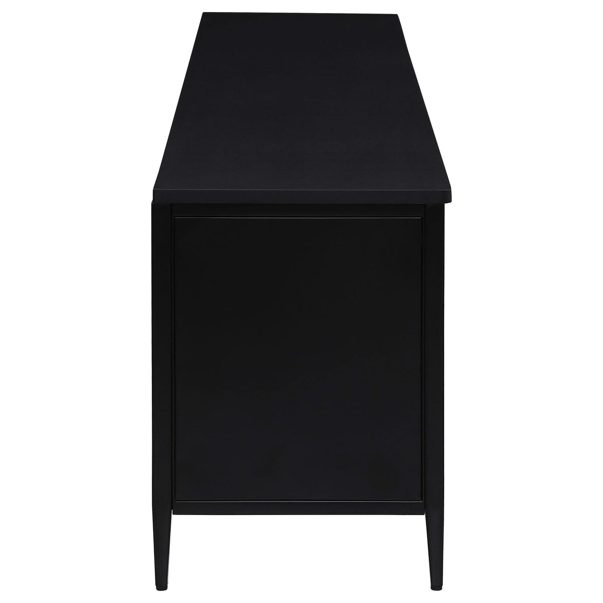Consola multimedia Amherst de metal para TV de 78 pulgadas y 4 puertas, color negro