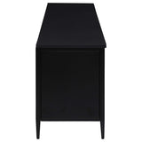 Consola multimedia Amherst de metal para TV de 78 pulgadas y 4 puertas, color negro