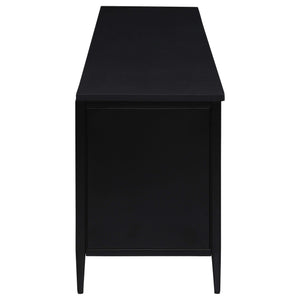 Consola multimedia Amherst de metal para TV de 78 pulgadas y 4 puertas, color negro