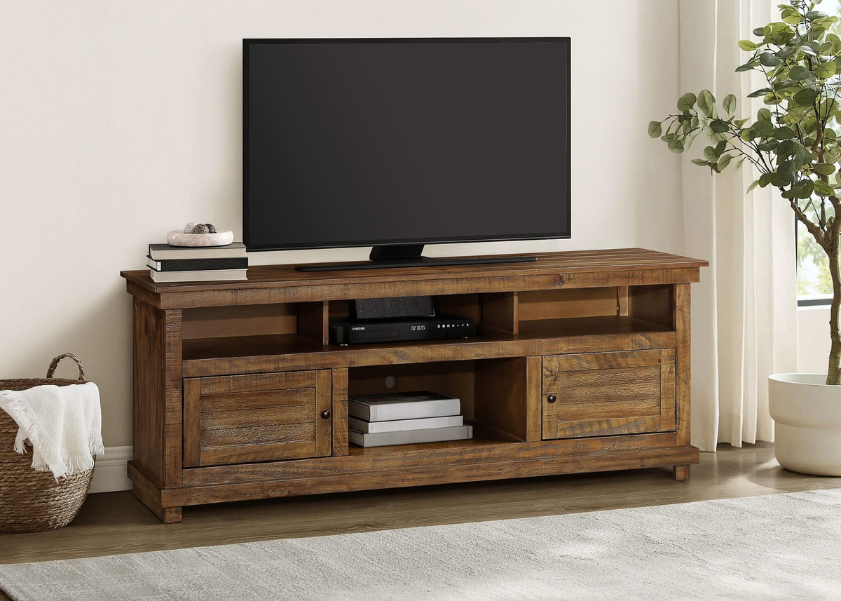 Consola multimedia Payne para TV de 70 pulgadas en marrón desgastado