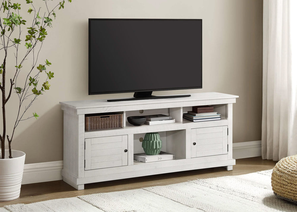 Consola multimedia Payne para TV de 60 pulgadas en blanco desgastado