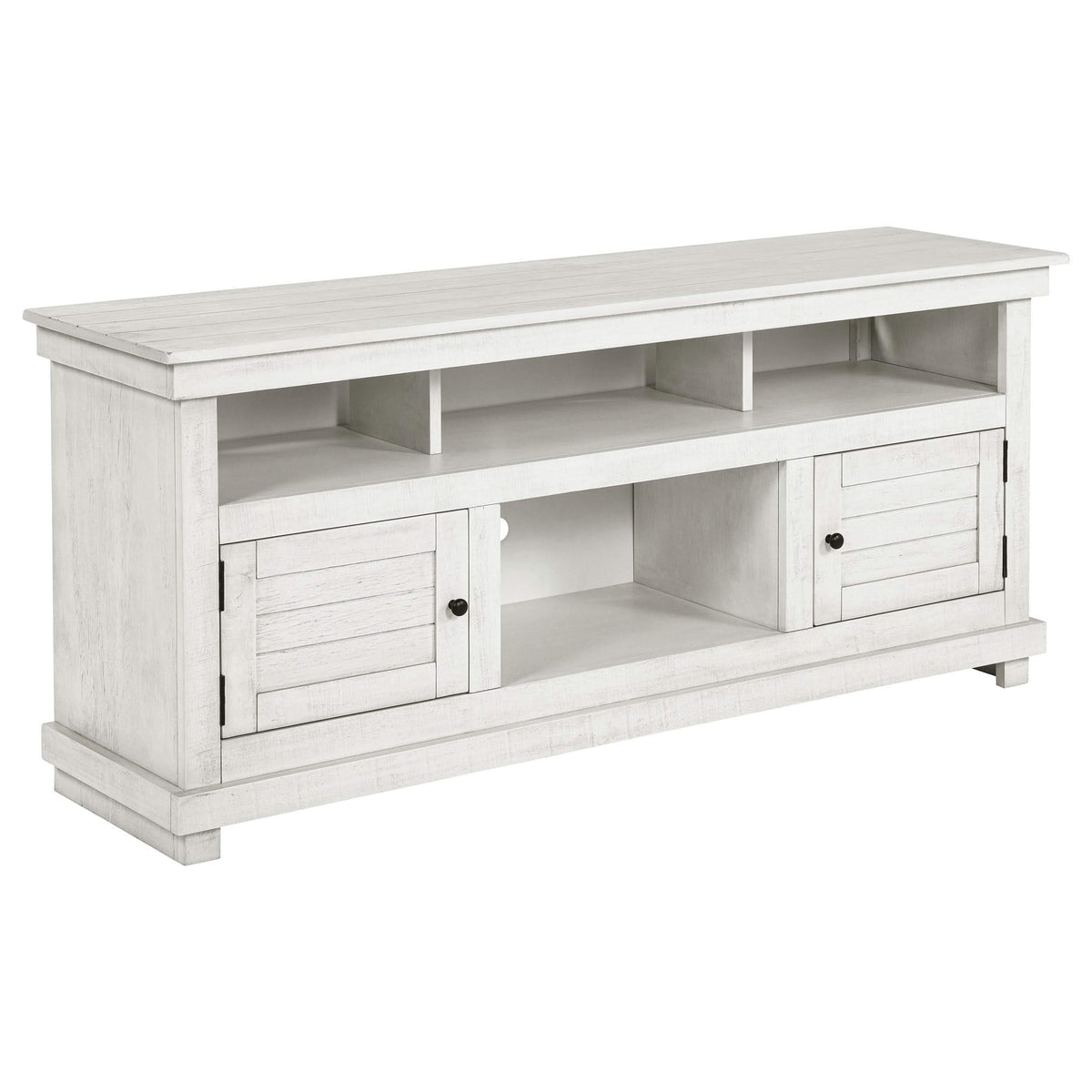 Consola multimedia Payne para TV de 60 pulgadas en blanco desgastado