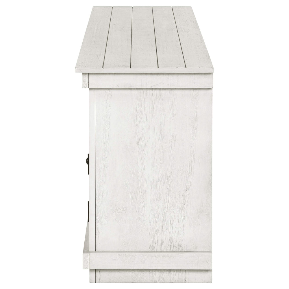 Consola multimedia Payne para TV de 60 pulgadas en blanco desgastado
