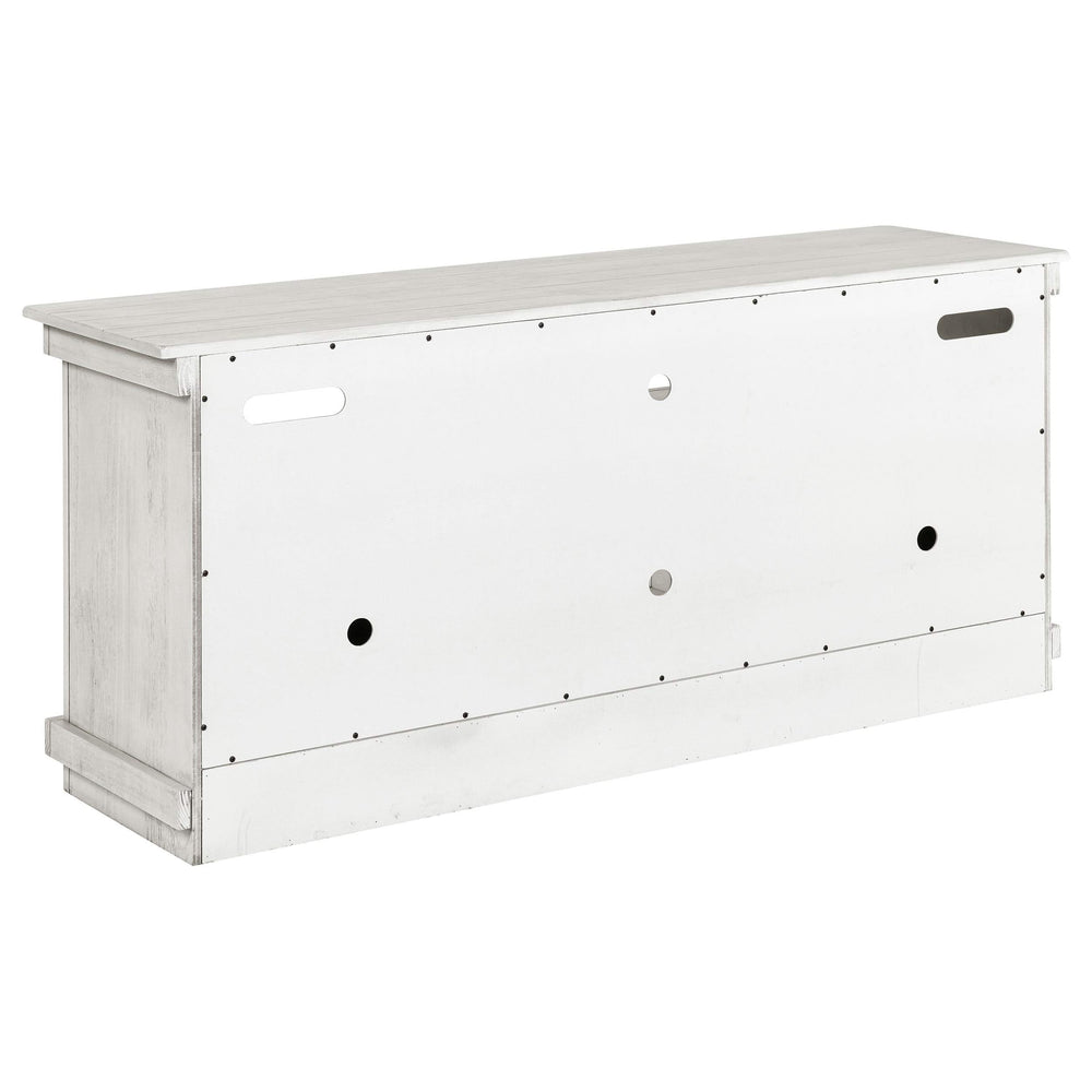 Consola multimedia Payne para TV de 60 pulgadas en blanco desgastado
