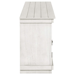 Consola multimedia Payne para TV de 60 pulgadas en blanco desgastado