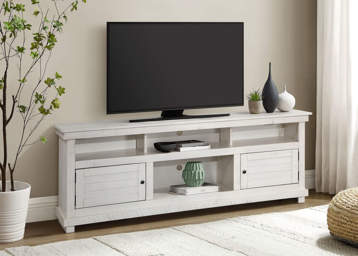 Consola multimedia Payne para TV de 70 pulgadas, color blanco envejecido