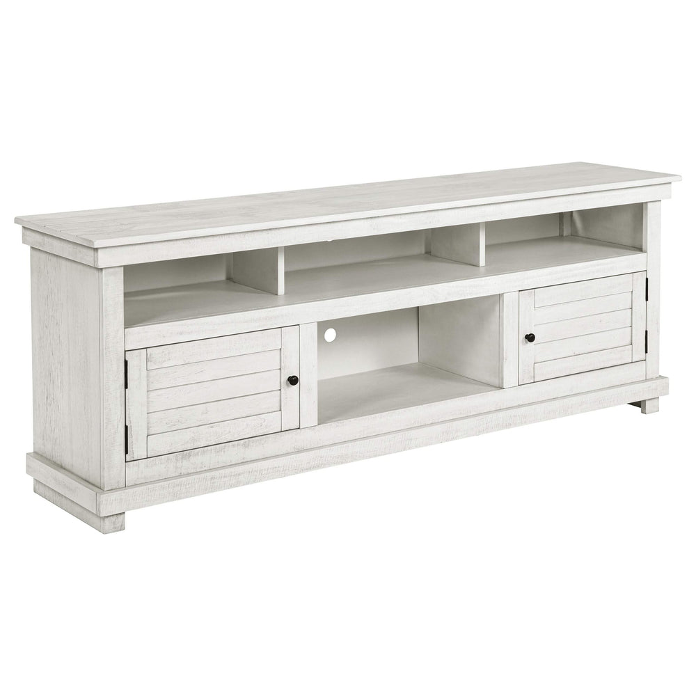 Consola multimedia Payne para TV de 70 pulgadas, color blanco envejecido