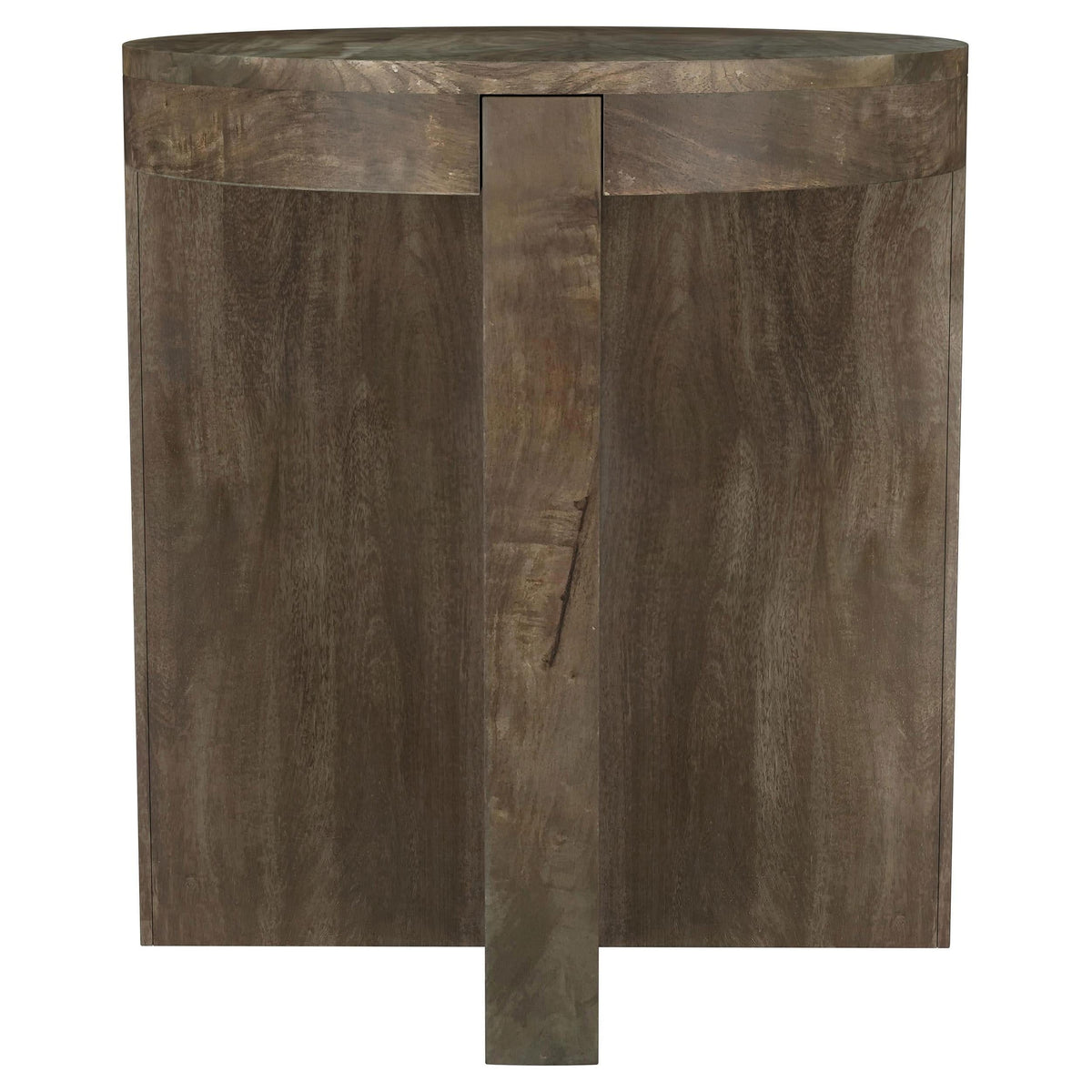 Mesa auxiliar redonda Kinkaid de madera maciza de mango marrón