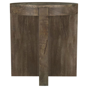 Mesa auxiliar redonda Kinkaid de madera maciza de mango marrón