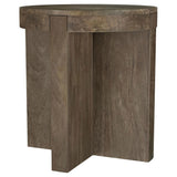 Mesa auxiliar redonda Kinkaid de madera maciza de mango marrón