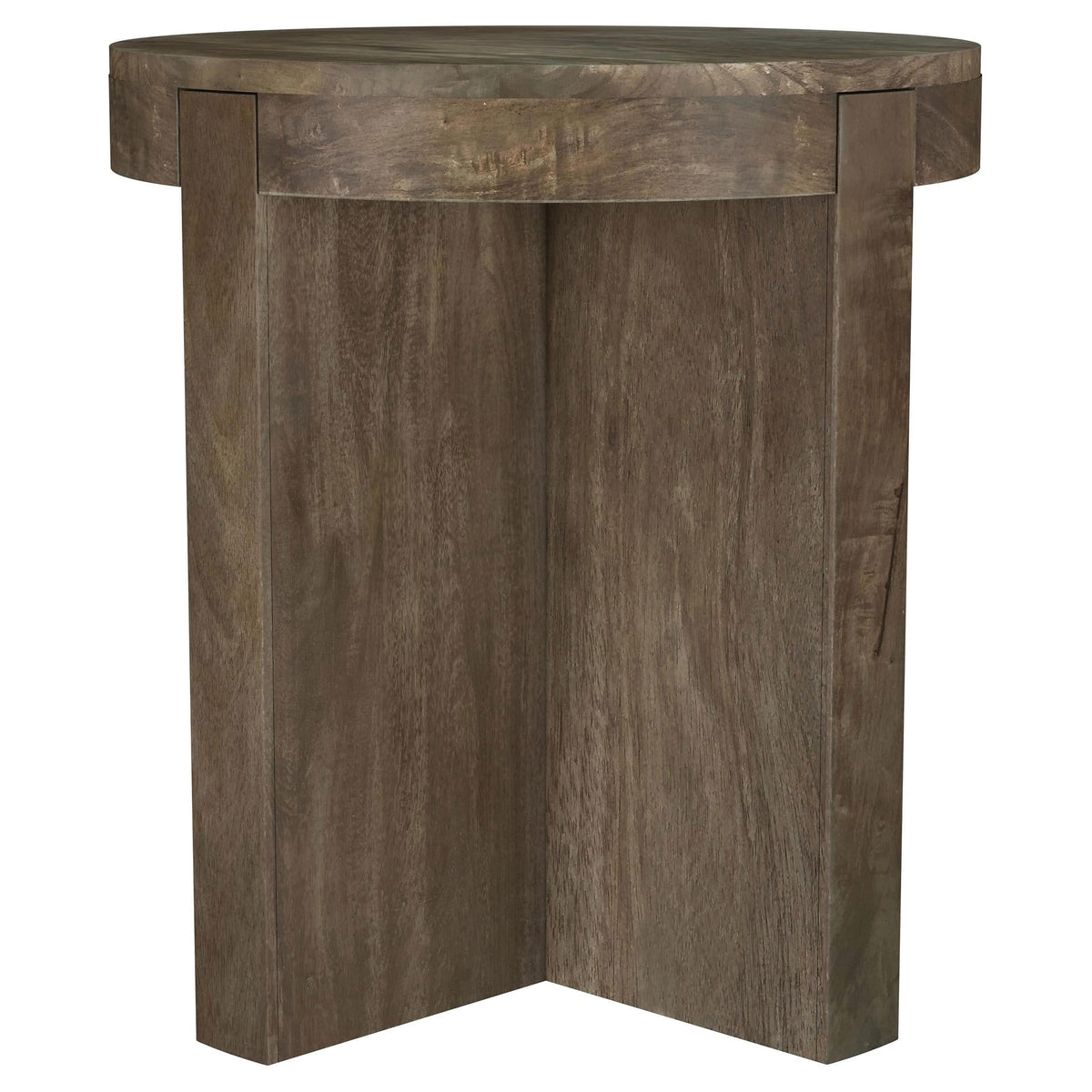 Mesa auxiliar redonda Kinkaid de madera maciza de mango marrón