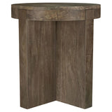 Mesa auxiliar redonda Kinkaid de madera maciza de mango marrón