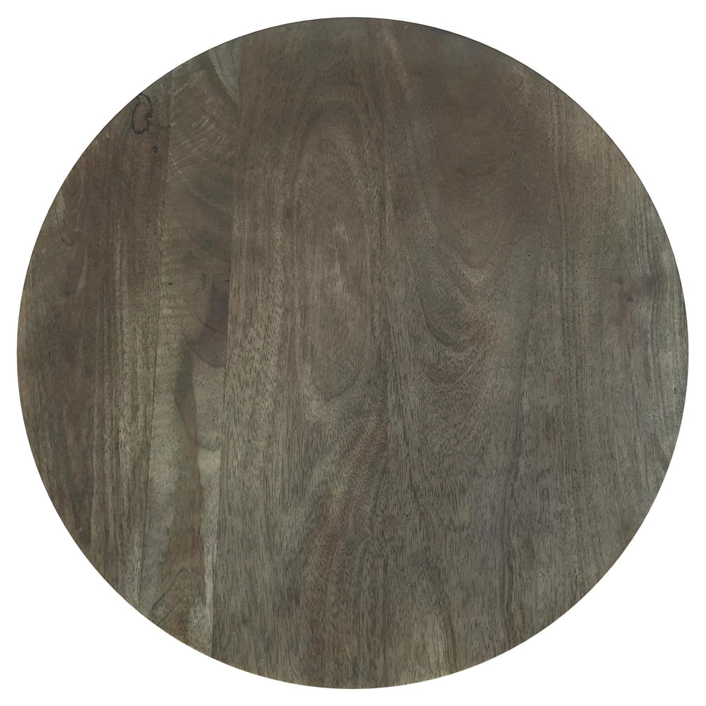 Mesa auxiliar redonda Kinkaid de madera maciza de mango marrón