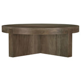 Mesa de centro redonda Kinkaid de madera maciza de mango marrón