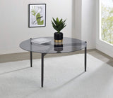 Mesa de centro redonda Rosalie con tapa de cristal ahumado, color gris