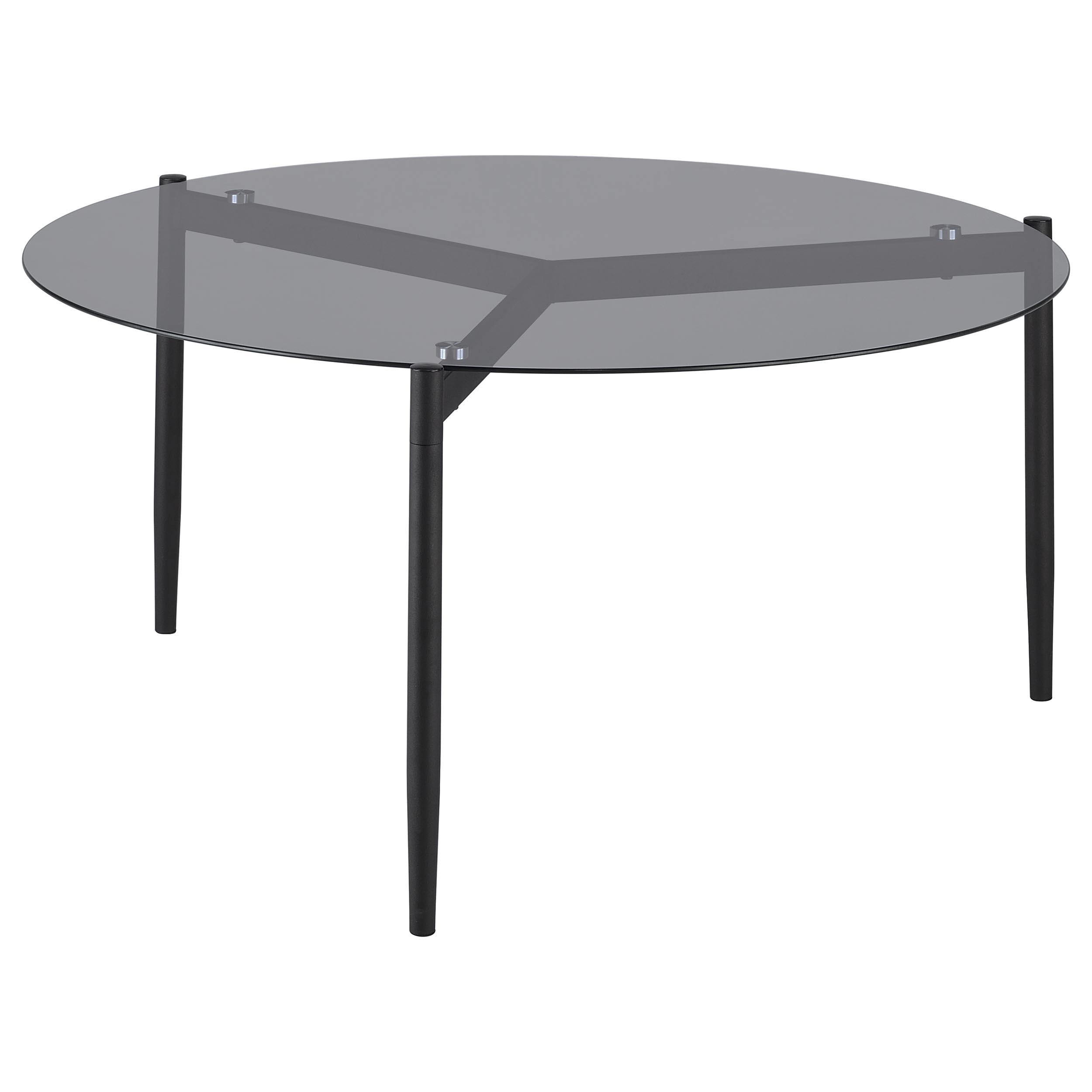 Rosalie Round Smoked Glass Top Coffee Table Grey