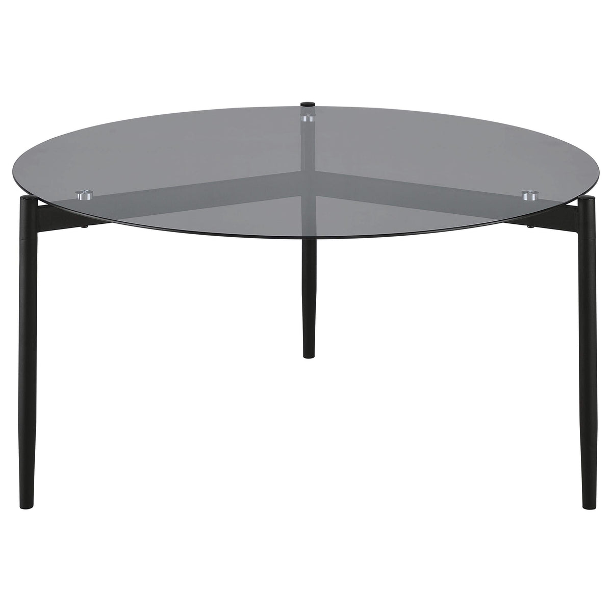 Mesa de centro redonda Rosalie con tapa de cristal ahumado, color gris