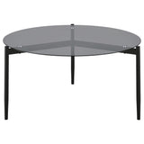 Mesa de centro redonda Rosalie con tapa de cristal ahumado, color gris