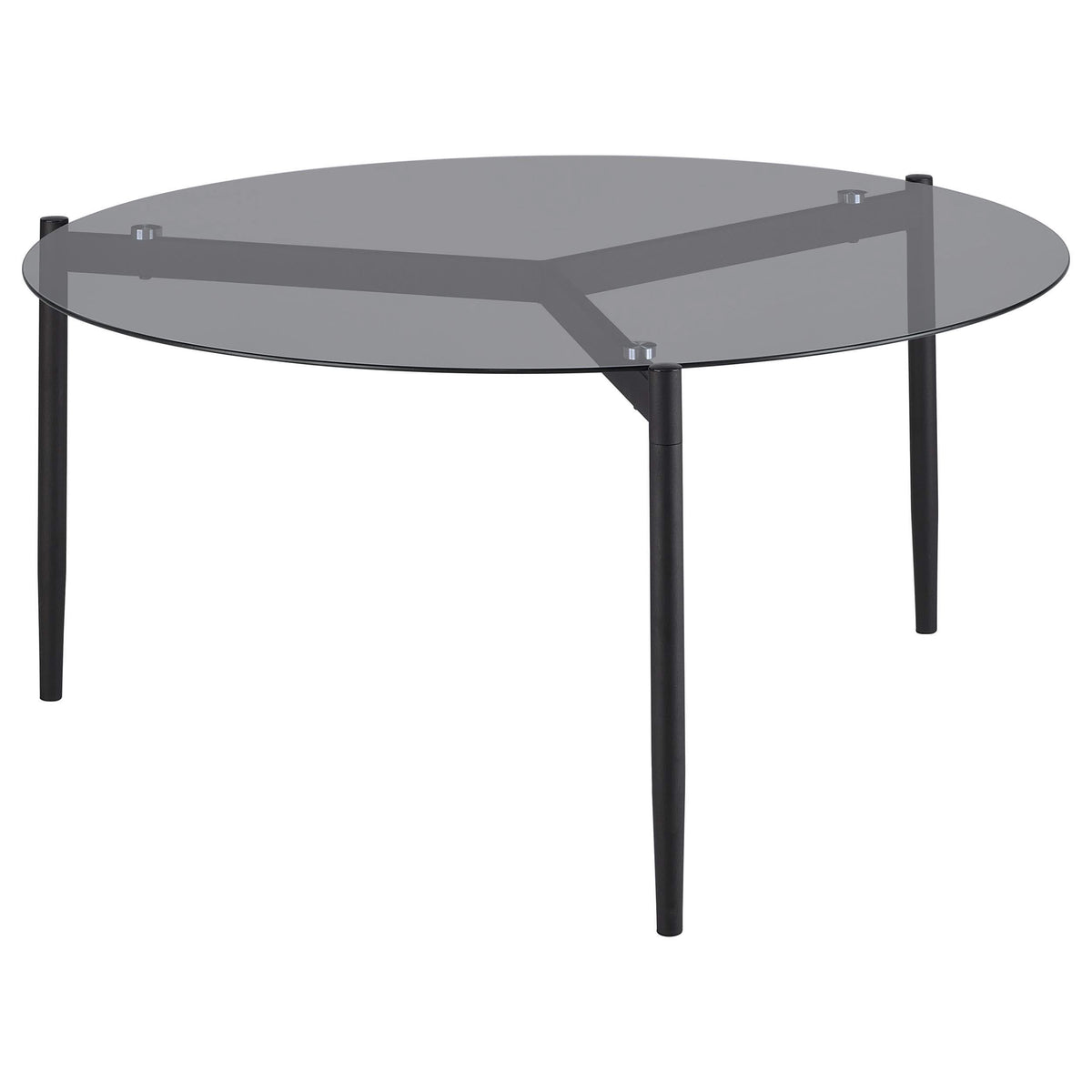 Mesa de centro redonda Rosalie con tapa de cristal ahumado, color gris