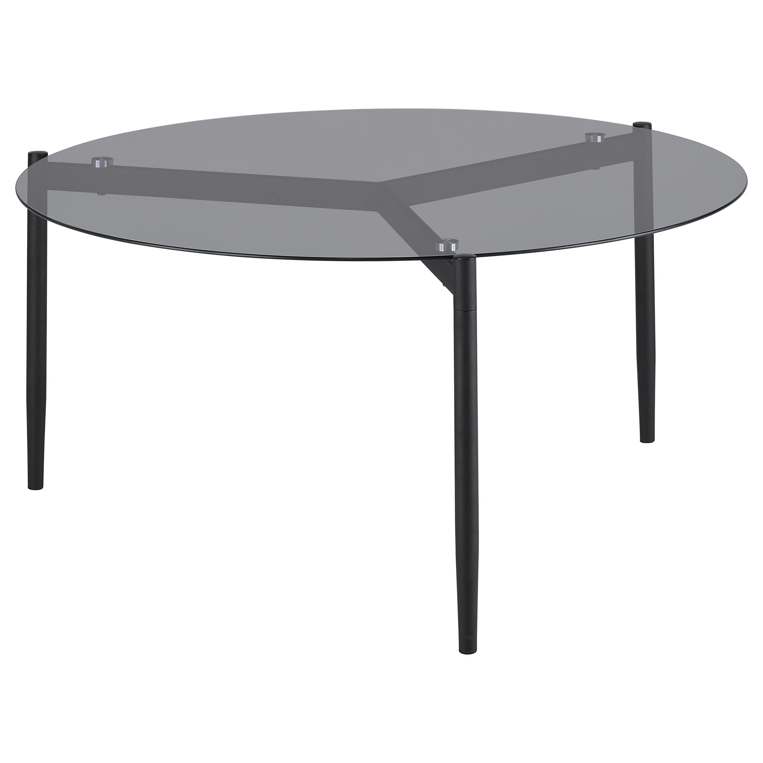 Rosalie Round Smoked Glass Top Coffee Table Grey