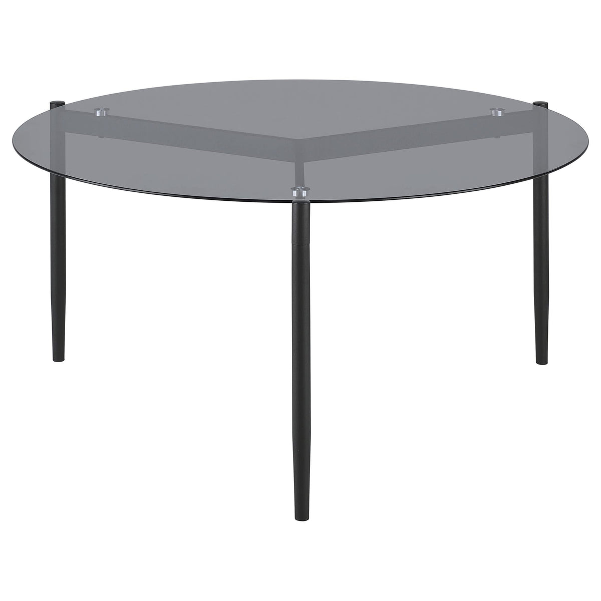 Mesa de centro redonda Rosalie con tapa de cristal ahumado, color gris