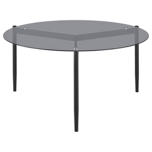 Mesa de centro redonda Rosalie con tapa de cristal ahumado, color gris