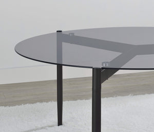 Mesa de centro redonda Rosalie con tapa de cristal ahumado, color gris