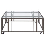 Adri Square Glass Top Coffee Table with Casters Black Nickel