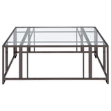 Adri Square Glass Top Coffee Table with Casters Black Nickel