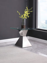Mesa auxiliar Jenny Glass Top de acero inoxidable cromada